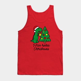 T-Rex hates Christmas decorate Christmas tree ugly sweater Tank Top